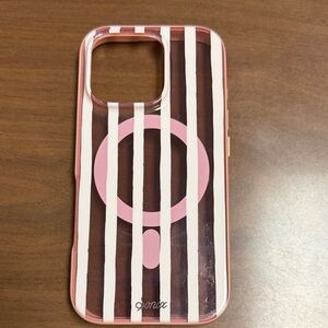 Pink and Brown Striped Phone Case